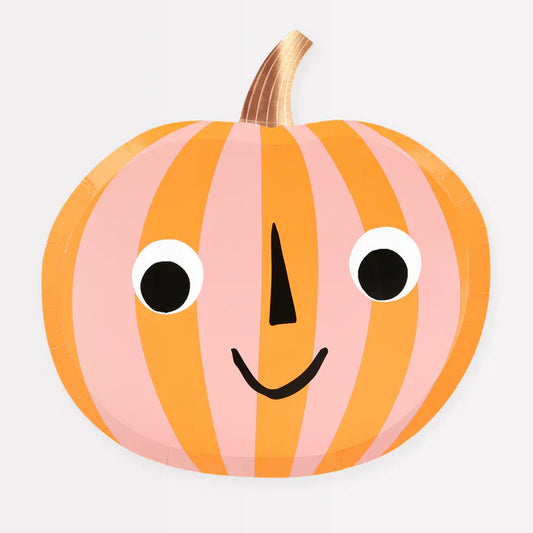 Pink & Orange Stripy Pumpkin Plates