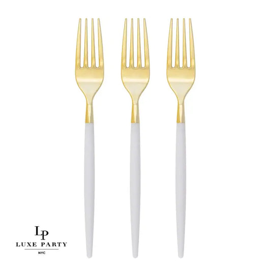 Chic Round Clear and Gold Forks