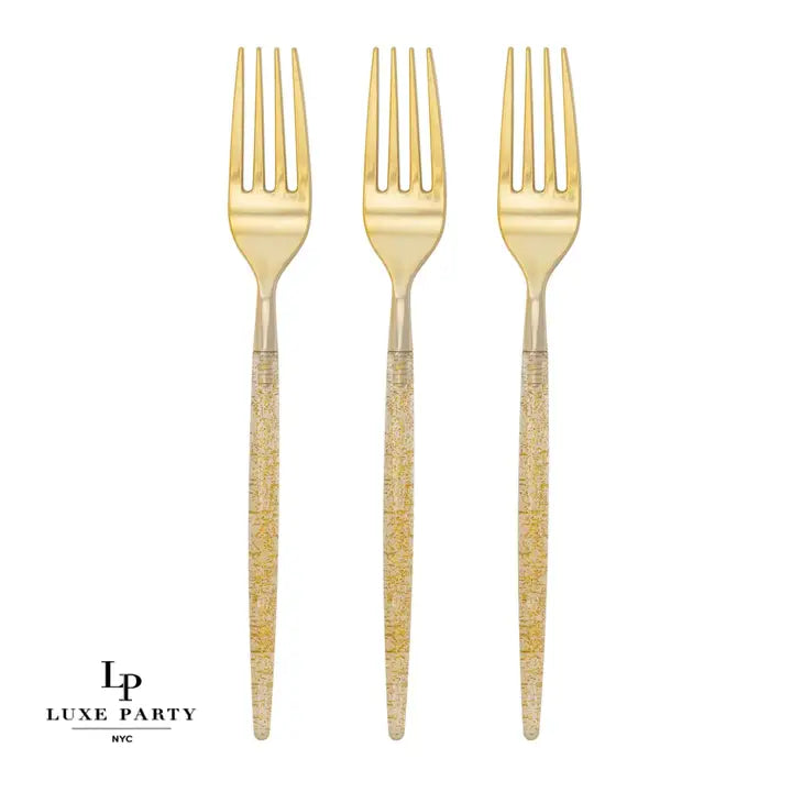 Chic Round Gold Glitter Forks