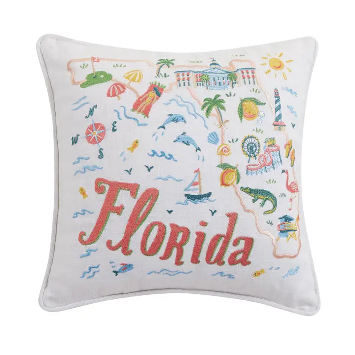 Florida Embroidered Pillow