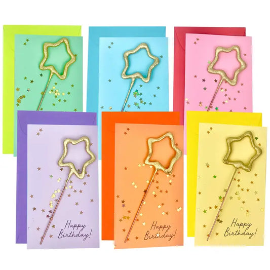 Mini Star Sparkler Card w/ Confetti - "Happy Birthday!