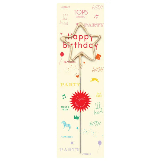 Big Gold Star Sparkler Wand - Happy Birthday