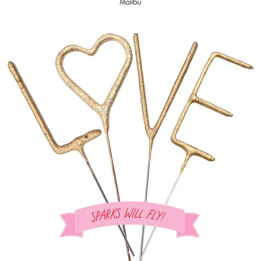 Mini Gold "Love" Sparkler Wand Card - "Sparks Will Fly"