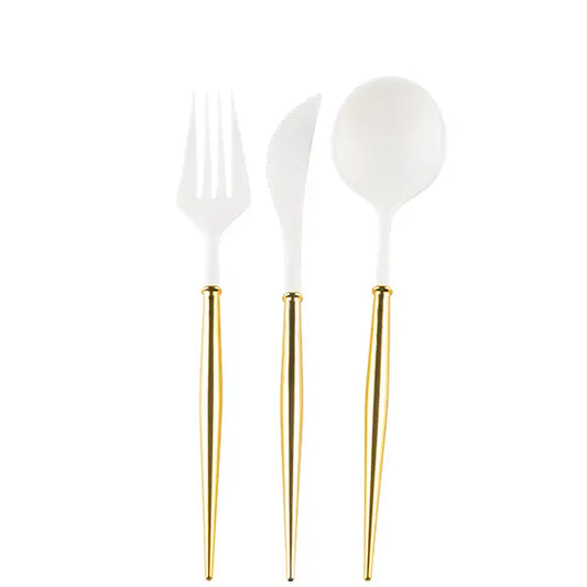 Bella Cutlery White/Gold Handle