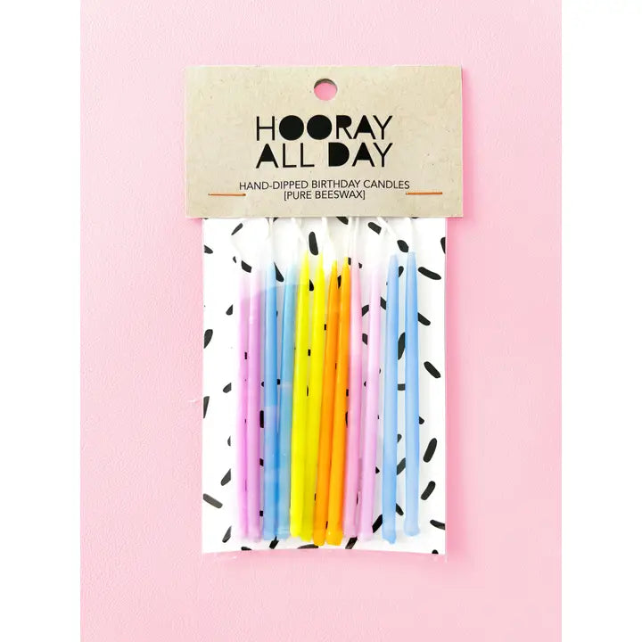 100% Beeswax Hand-Dipped Birthday Candles - Pastels