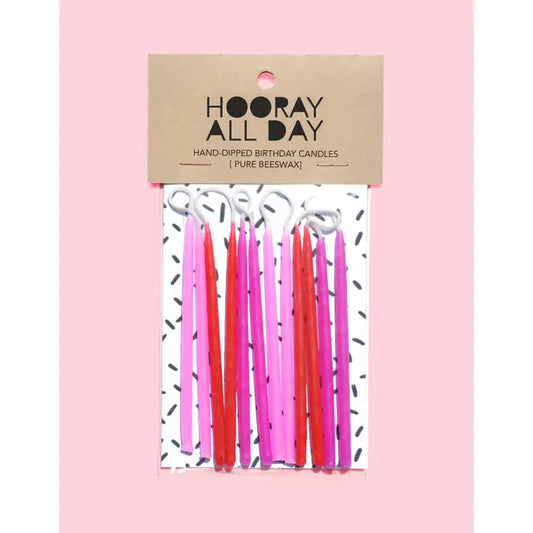 100% Beeswax Hand-Dipped Birthday Candles - Pinks