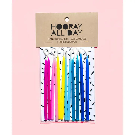 100% Beeswax Hand-Dipped Birthday Candles - Rainbow