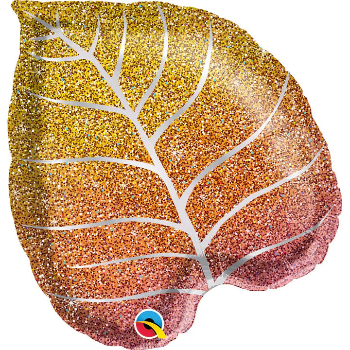 21" Fall Glitter Graphic Ombre Leaf