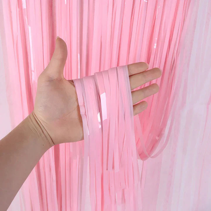 3'X6.5' Foil Fringe Curtain - Pink