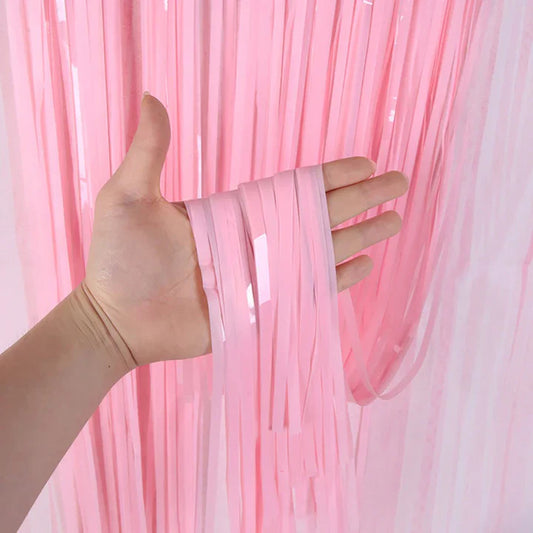 3'X6.5' Foil Fringe Curtain - Pink