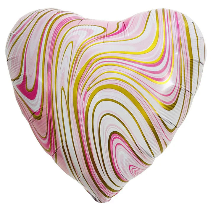 18" Agate Heart Pink & Gold