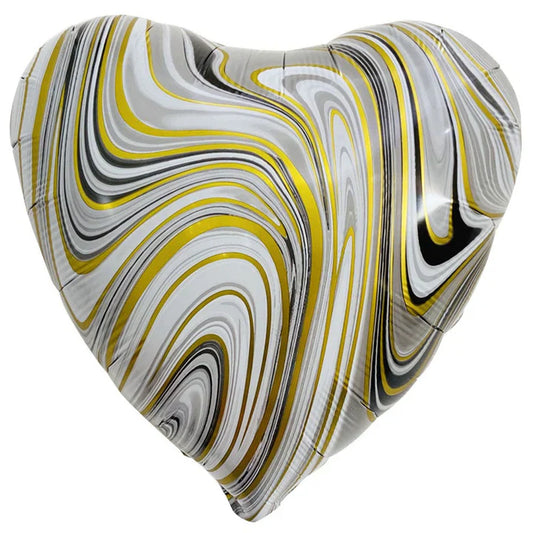 18" Agate Heart Black & Gold