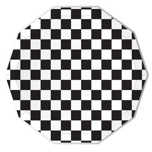 Black and White Signature Checker Dinner Plates