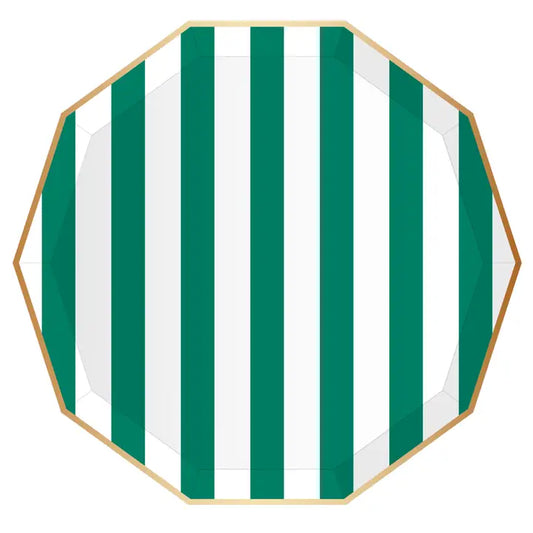 Emerald Green Signature Cabana Stripe Plates