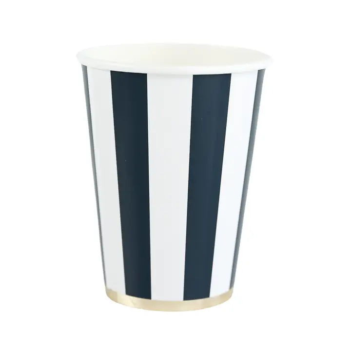 Midnight Blue Cabana Stripe Cups