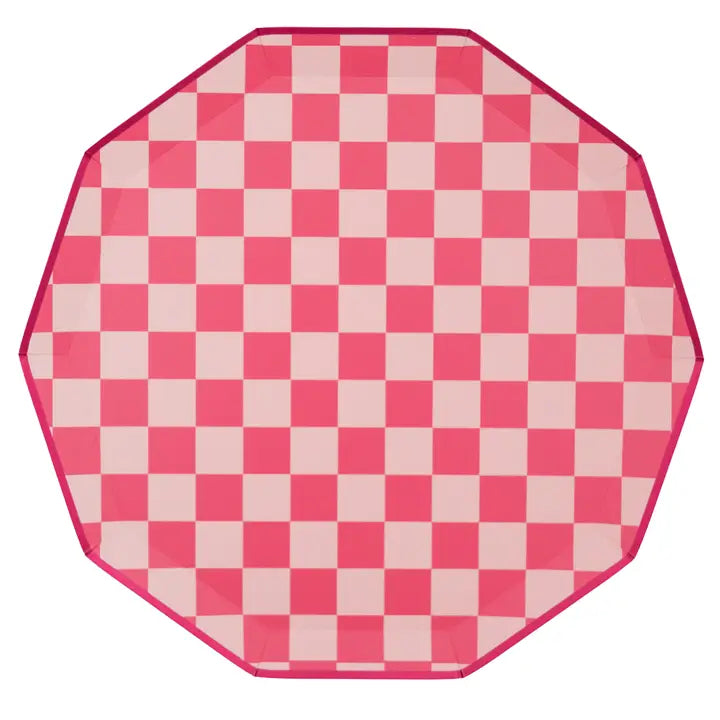 Pink Checkered Signature Dinner Plates