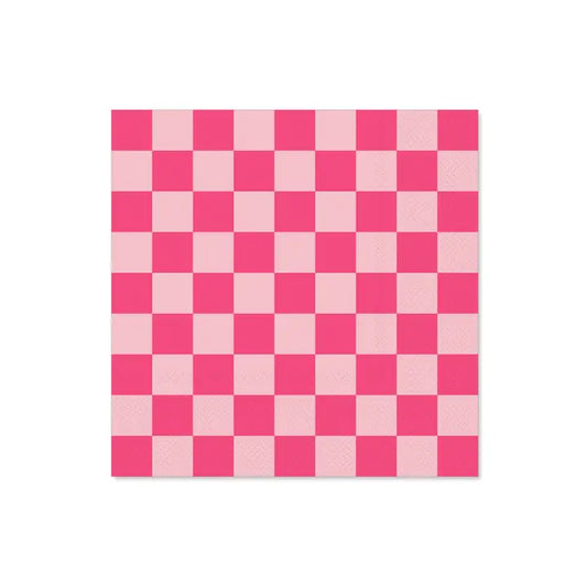 Pink Signature Checker Large Napkins