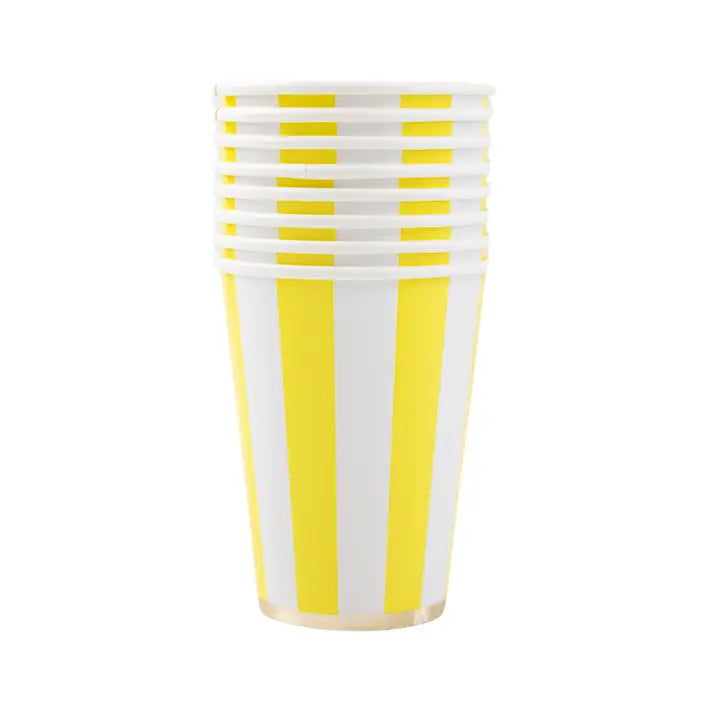 Soleil Yellow Cabana Stripe Cups