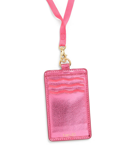 Keep It Close Card Case With Lanyard - Metallic Pink