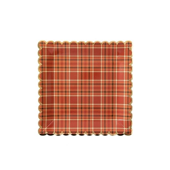 Harvest Plaid Scalloped Plates