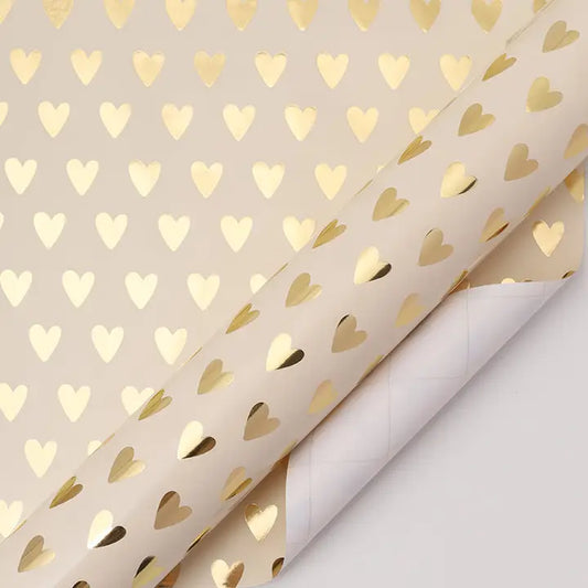 Blush Gold Metallic Heart Wrapping Paper 17"X 33"