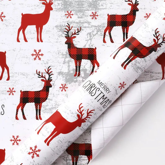 Buffalo Plaid Stag Holiday Wrapping Paper