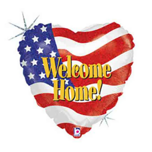 18" Welcome Home Patriotic Heart Balloon