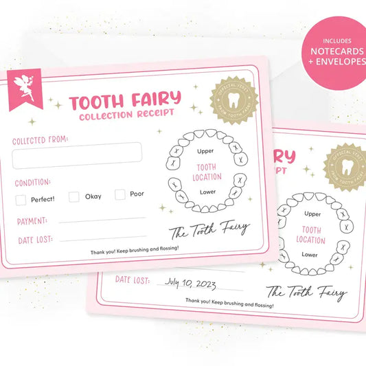 Tooth Fairy Receipt Notecards - Blue