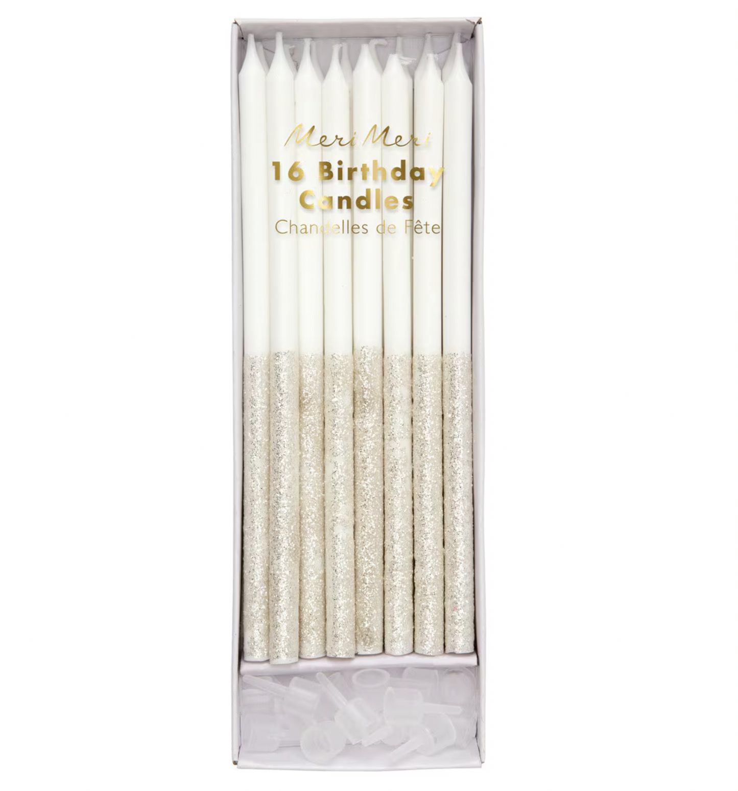 Silver Glitter Dipped Birthday Candles (16)