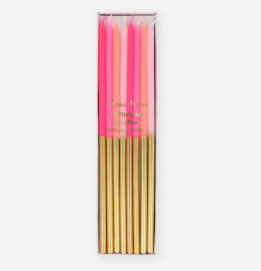 Gold Dipped Pink Mix Cake Candles (16)
