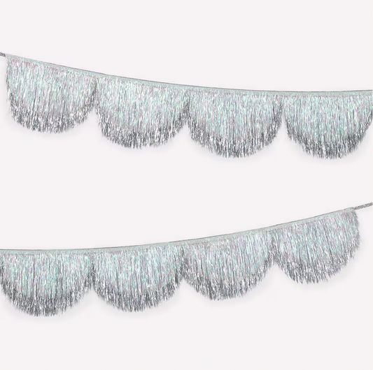 Silver Iridescent Tinsel Scallop Garland