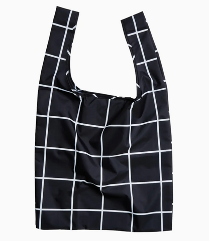 Stylish Black Grid Reusable Eco-Friendly Shopping Bag