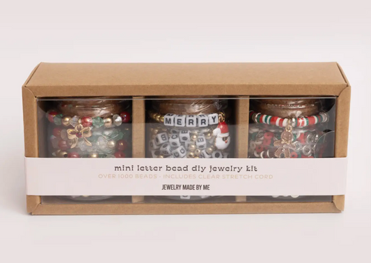 Holiday Jar Trio Mini Block Letter DIY Bead Kit Gift Set
