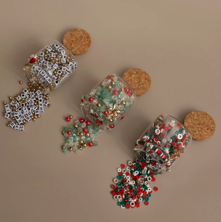 Holiday Jar Trio Mini Block Letter DIY Bead Kit Gift Set