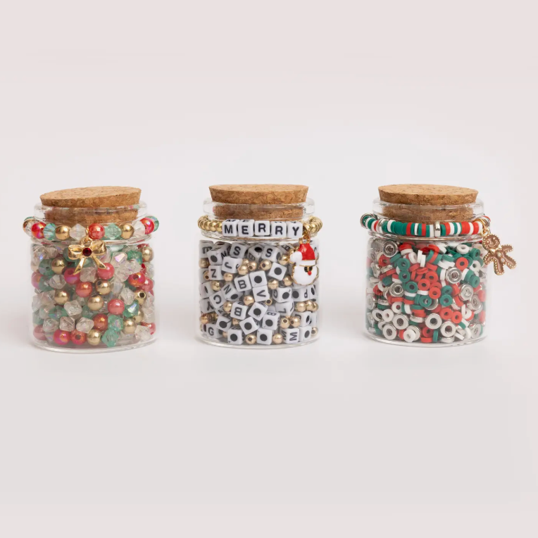 Holiday Jar Trio Mini Block Letter DIY Bead Kit Gift Set