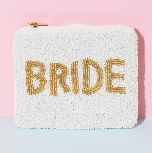 Gold Bride Seed Beaded Coin Purse