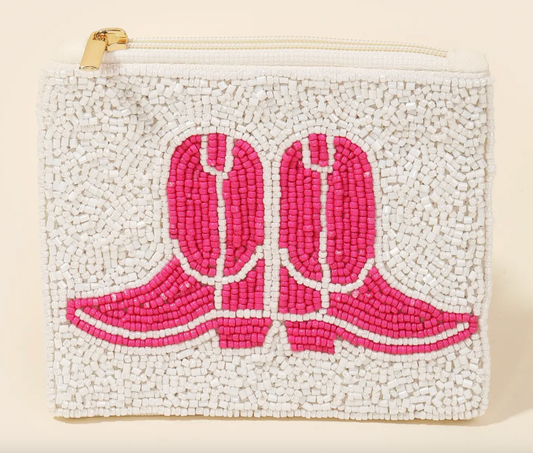 Pink Cowboy Boot Seeded Coin Purse