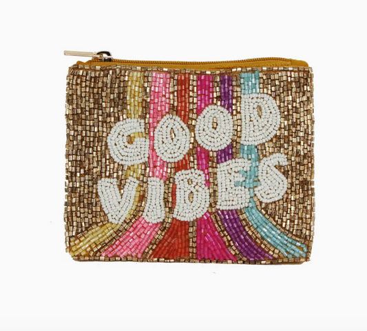 Good Vibes Seeded Bead Coin Purse