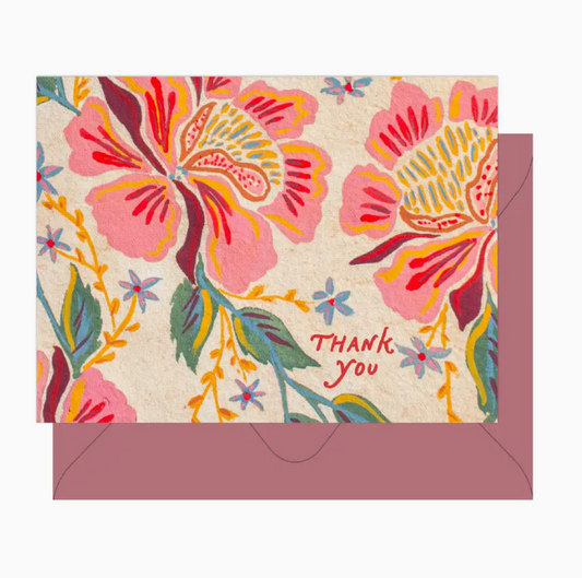 Boxed Set of 10 Peony Pattern Thank You Card