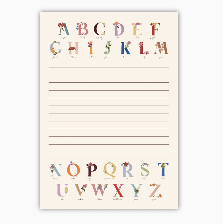 Floral Alphabet Notepad