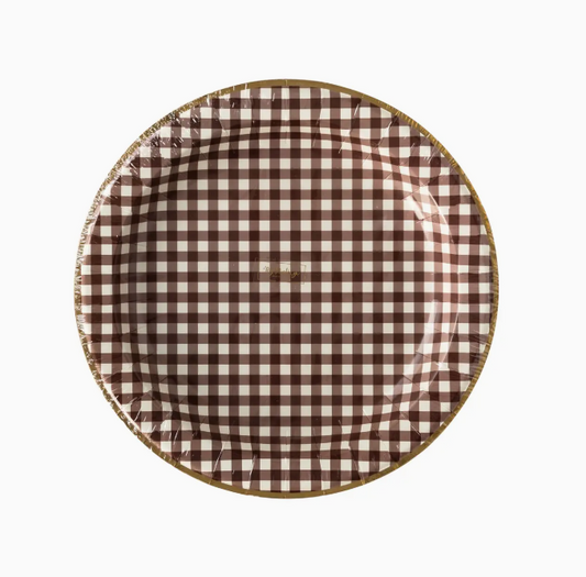 Harvest Brown Gingham Check 11" Plate