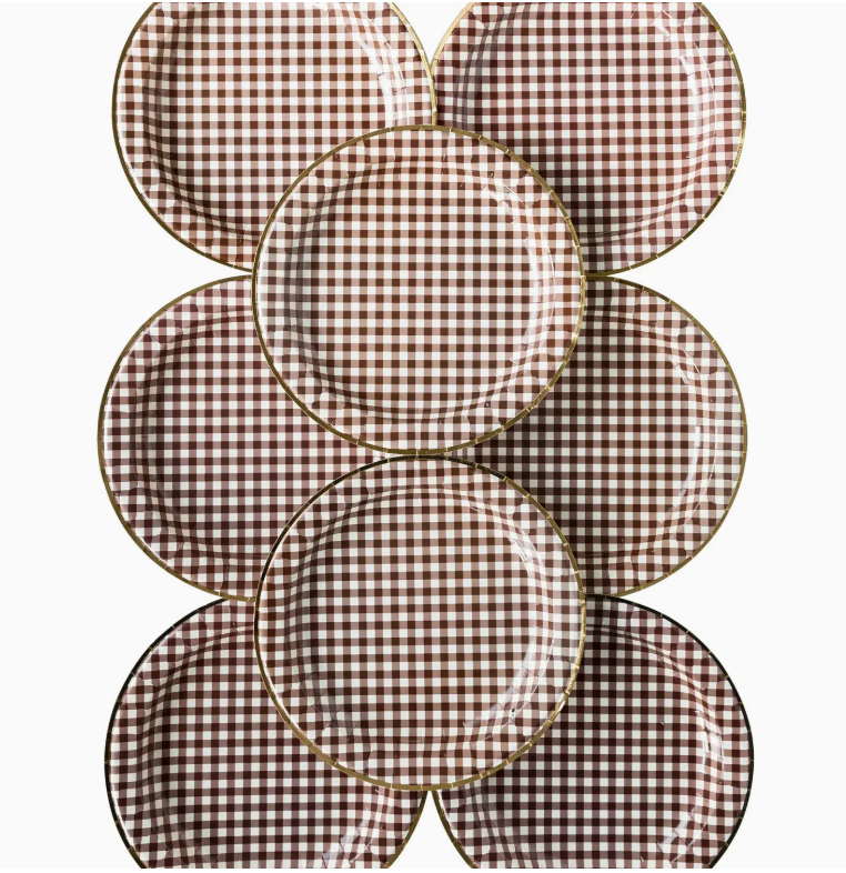 Harvest Brown Gingham Check 11" Plate