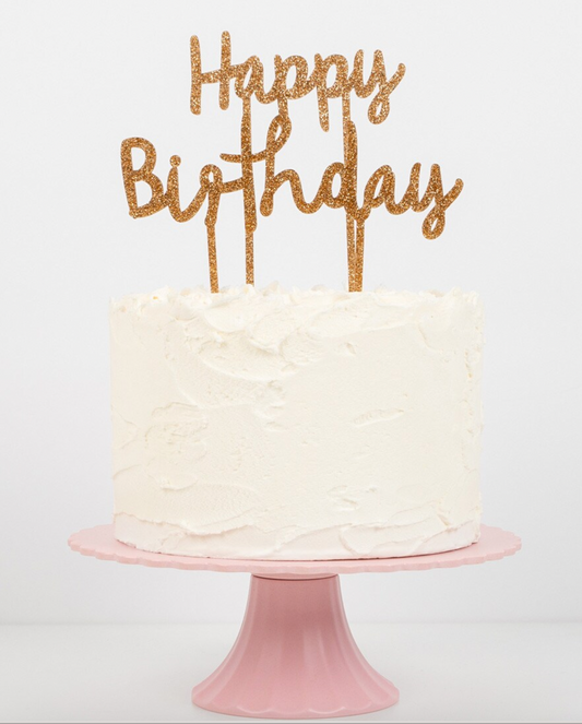 Happy Birthday Acrylic Cake Topper GOLD