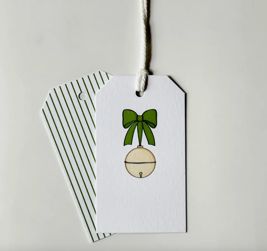 Jingle Bell, Green Bow Gift Tags