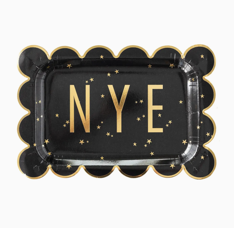 Happy New Year Nye Scallop Paper Plates