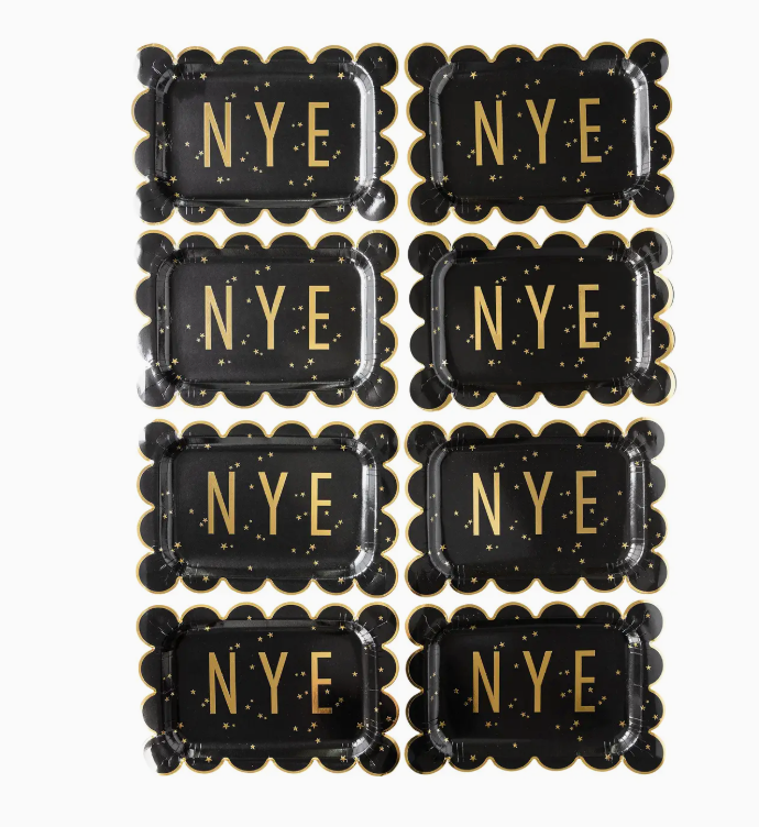 Happy New Year Nye Scallop Paper Plates
