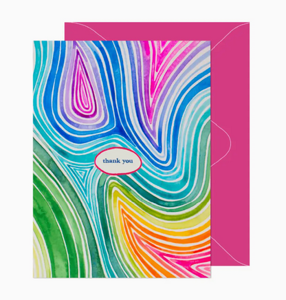 Neon Wave Rainbow Thanks Card
