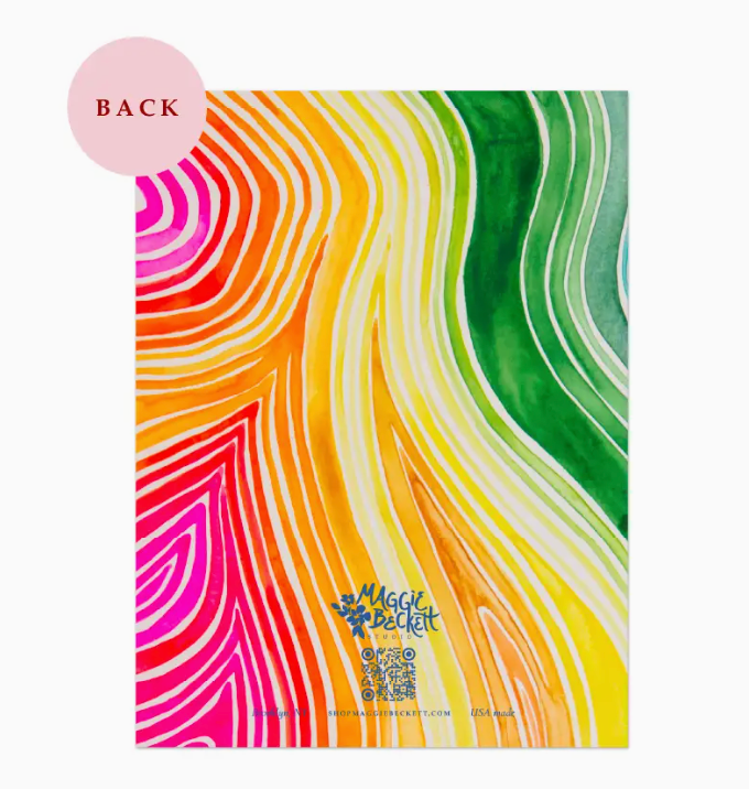 Neon Wave Rainbow Thanks Card