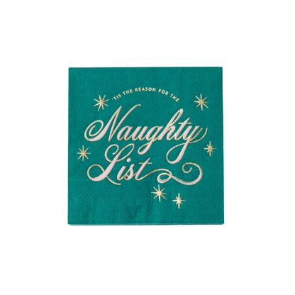 Naughty List Green Cocktail Napkins