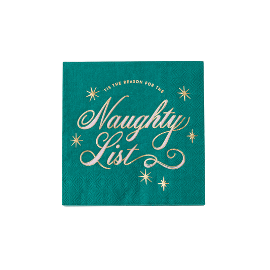 Naughty List Green Cocktail Napkins